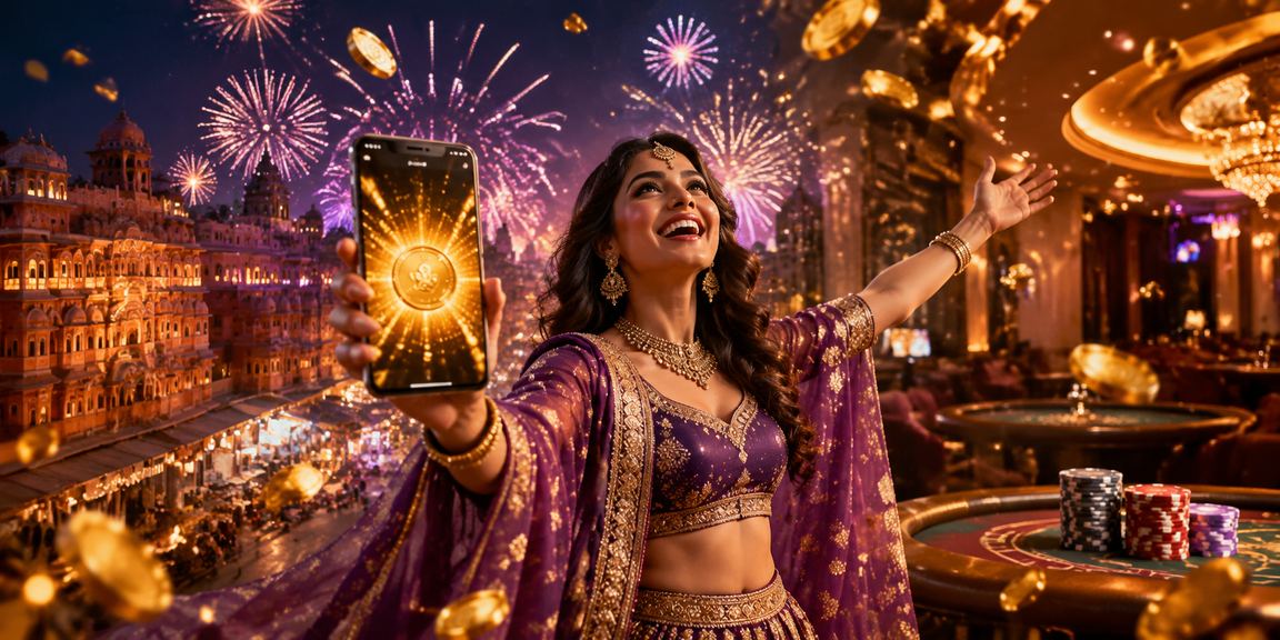Young Indian man enjoying casino app on mobile